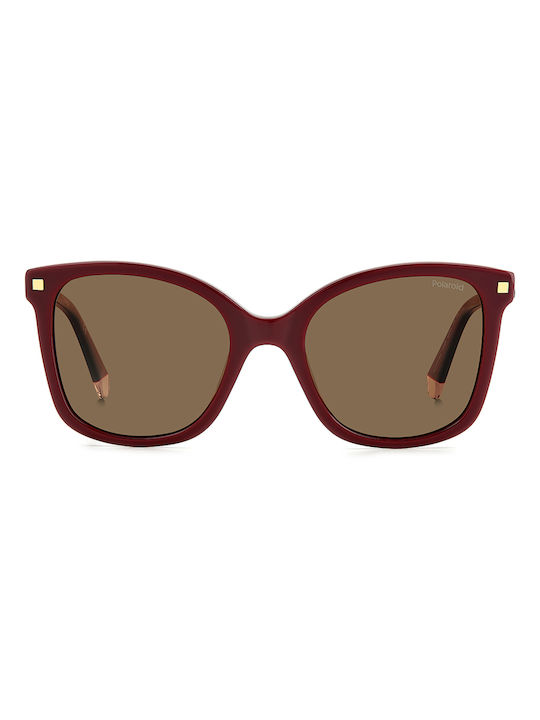 Polaroid Women's Sunglasses with Burgundy Plastic Frame and Red Polarized Lens PLD4151/S/X LHF/SP