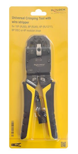 DeLock Πρέσα Ακροδεκτών Δικτύου RJ12, RJ11, RJ45 με Απογυμνωτή (Μήκος 200mm)