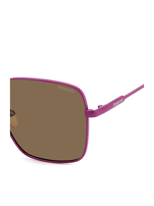 Polaroid Women's Sunglasses with Pink Metal Frame and Brown Polarized Lens PLD6194/S/X 1JZ/SP