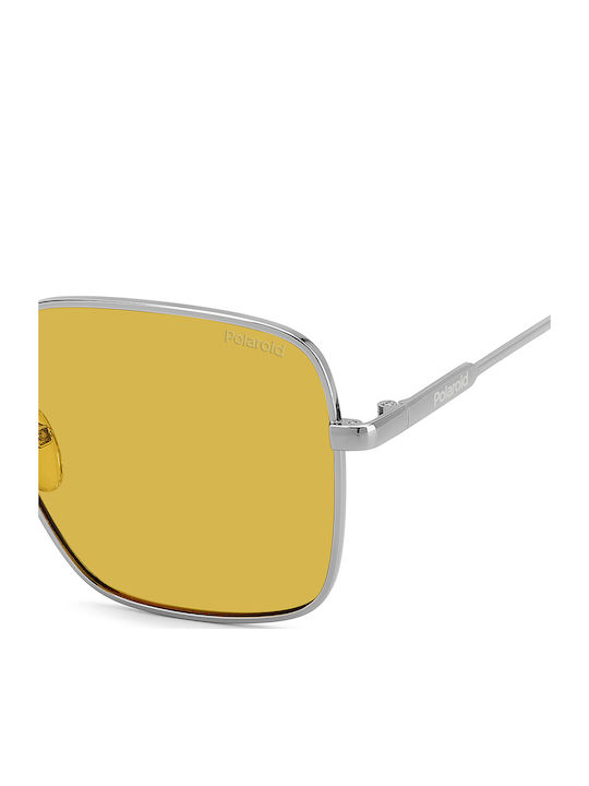 Polaroid Women's Sunglasses with Silver Metal Frame and Yellow Polarized Lens PLD6194/S/X 6LB/MU