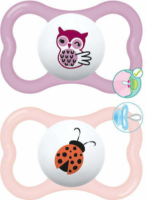 Mam Orthodontic Pacifiers Silicone Supreme Owl - Lady Bug Pink Night for 6-16 months 2pcs