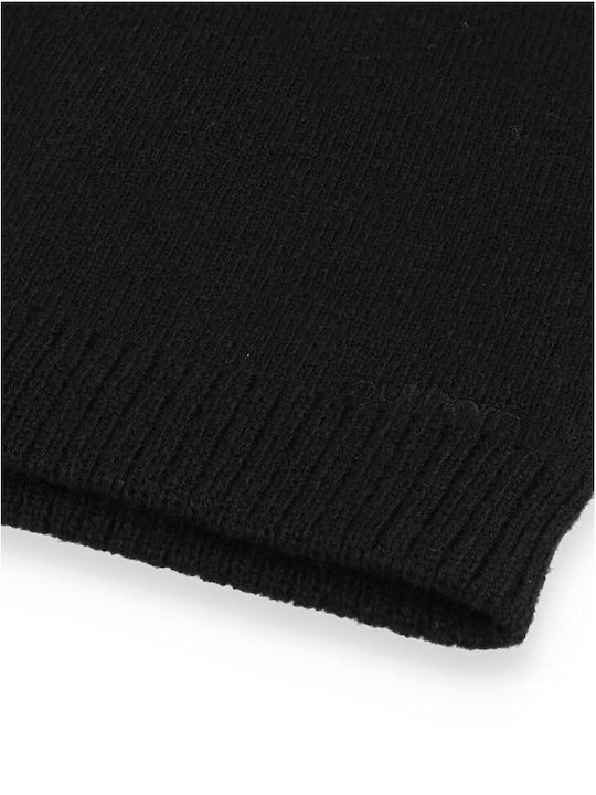 Beanie Ανδρικός Σκούφος με Rib Πλέξη σε Μαύρο χρώμα