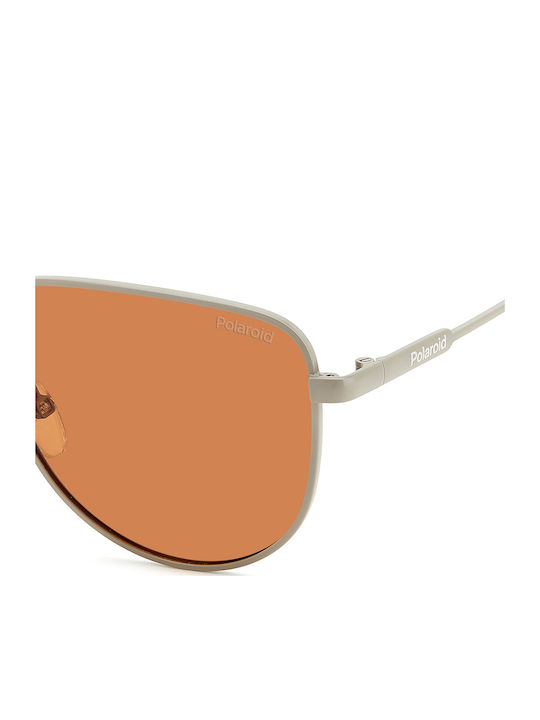 Polaroid Men's Sunglasses with Silver Metal Frame and Orange Polarized Lens PLD6196/S/X 2M8/HE