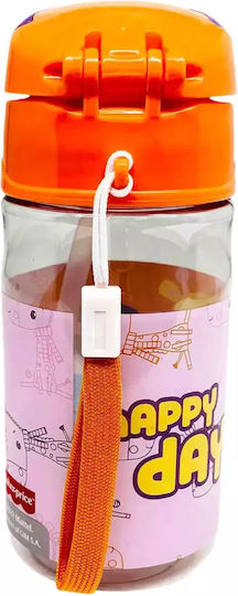 Fisher Price Giraffe Kids Water Bottle Plastic with Straw Orange 350ml