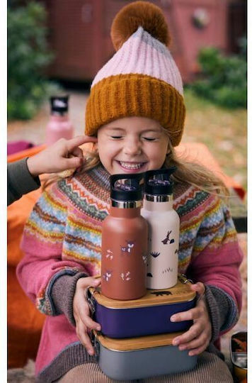Fresk Kids Water Bottle Thermos Stainless Steel with Straw Deer Amber 350ml