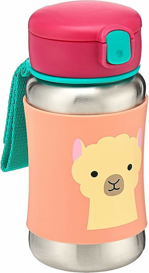 Skip Hop Kids Water Bottle Stainless Steel with Straw Pink 350ml
