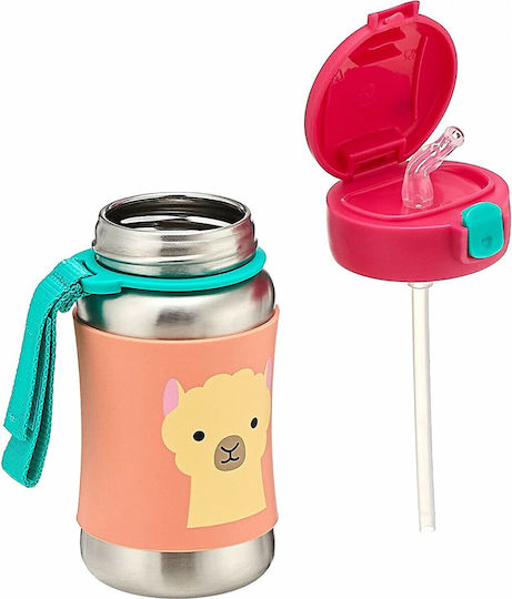 Skip Hop Kids Water Bottle Stainless Steel with Straw Pink 350ml