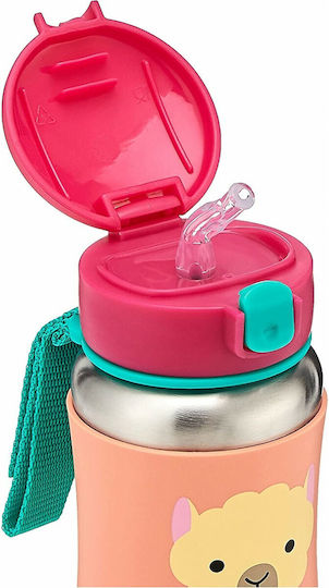 Skip Hop Kids Water Bottle Stainless Steel with Straw Pink 350ml