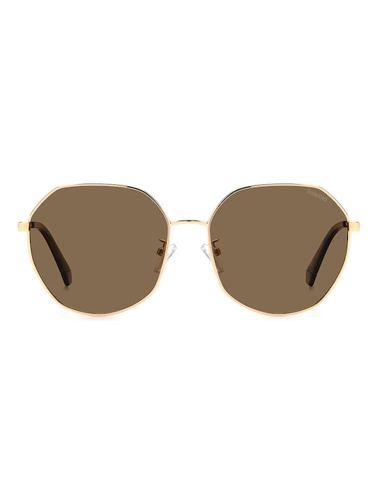 Polaroid Women's Sunglasses with Gold Metal Frame and Brown Polarized Lens PLD4140/G/S/X DDB/SP