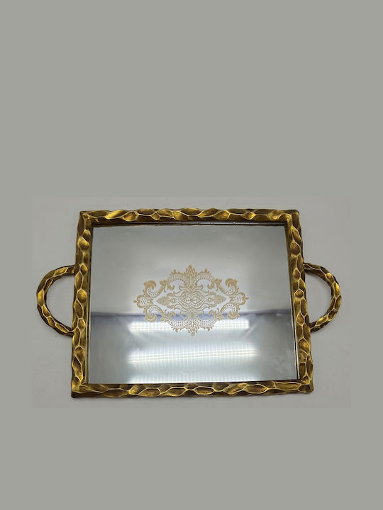 Karvounis Plastic Rectangular Decorative Tray with Mirror 40.5x25.5x3cm