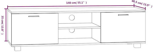 TV Stand Wooden Gray L140xW40.5xH35cm