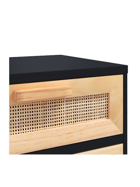 Κομοδίνα Ξύλινα Μαύρα 2τμχ 40x30x50cm