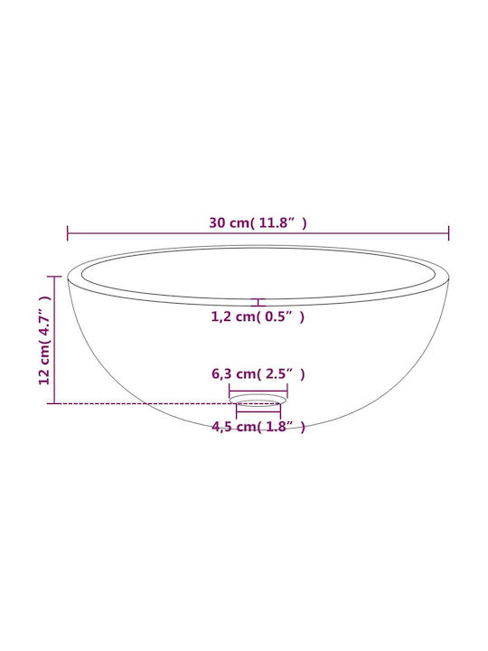 vidaXL Επικαθήμενος Νιπτήρας Γυάλινος 30x30x12cm Διάφανος