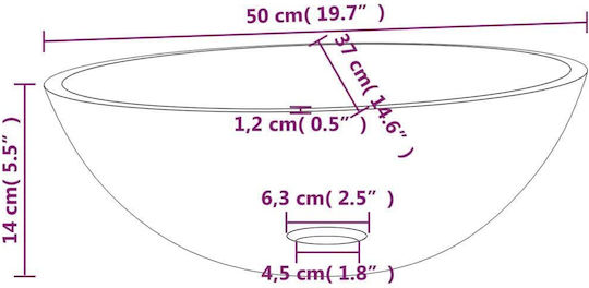 vidaXL Надеждна мивка Стъкло 50x37x14см Златист
