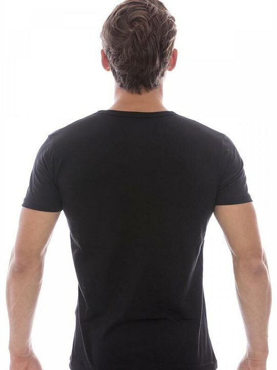 Leone Men's Undershirt Short-sleeved in Black Color