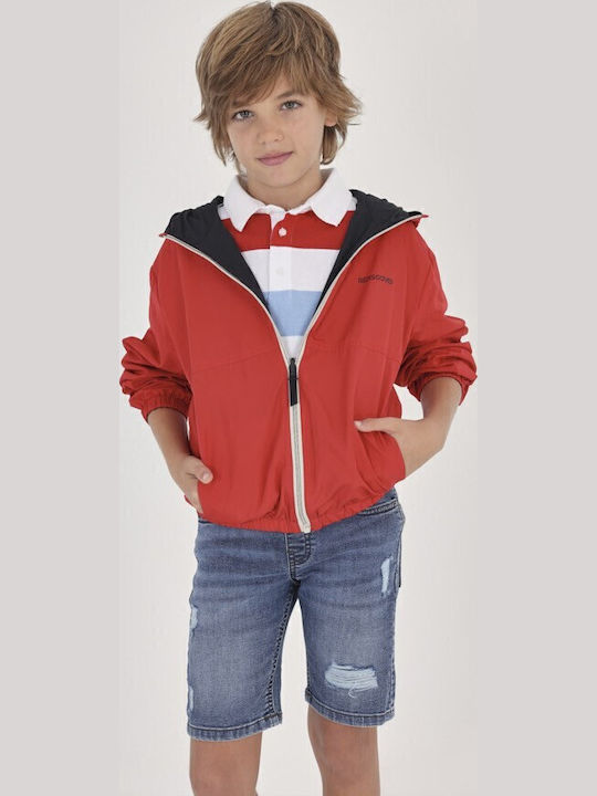 Kids' Casual Jacket Short Double Sided with Hood Red