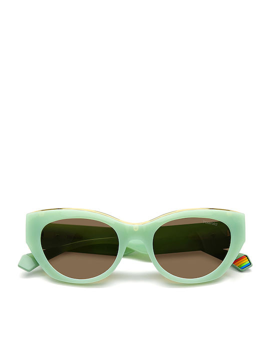 Polaroid Women's Sunglasses with Green Plastic Frame and Brown Polarized Lens PLD6199/S/X 1ED/SP