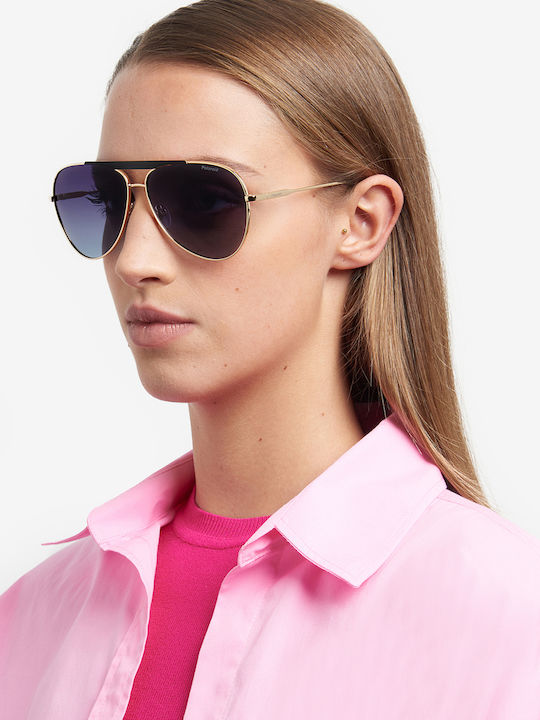 Polaroid Unisex Sunglasses With Gold Metallic Frame And Grey Gradient Polarized Lens PLD6200/S/X RHL/WJ
