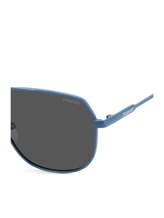 Polaroid Unisex Sunglasses with Blue Metal Frame and Gray Polarized Lens PLD6195/S/X FLL/M9