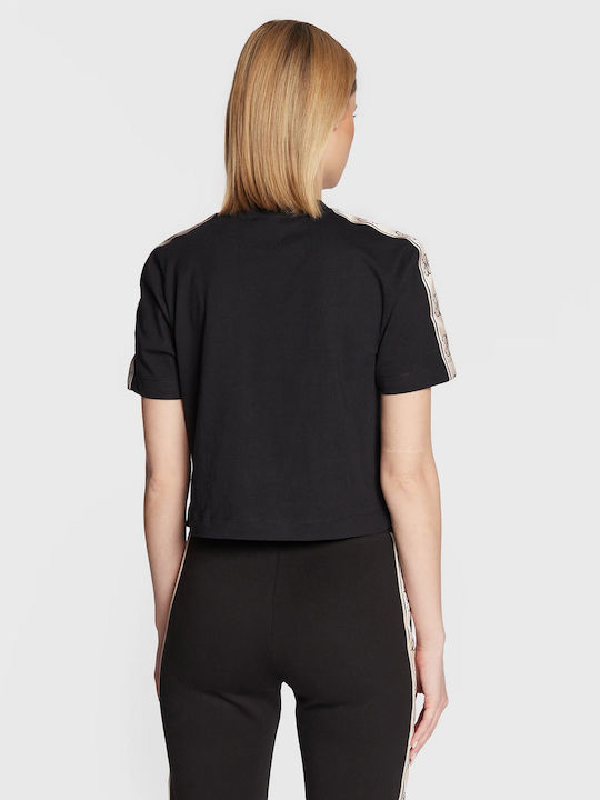 Women's Athletic Crop Top Short Sleeve Black