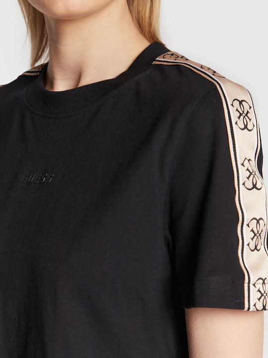 Women's Athletic Crop Top Short Sleeve Black