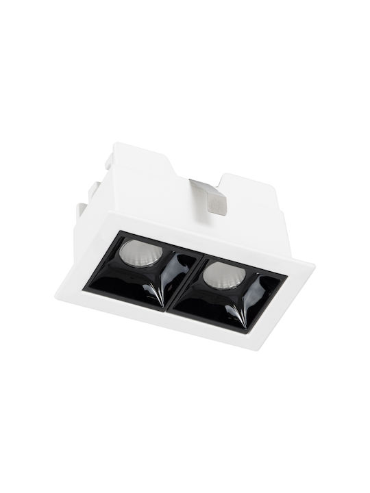 GloboStar Luminar Superior Τετράγωνο Μεταλλικό Χωνευτό Σποτ με Ενσωματωμένο LED