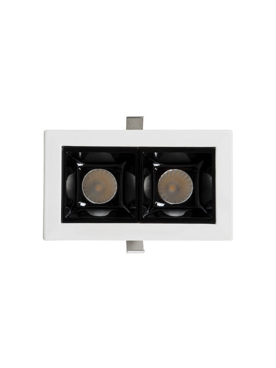 GloboStar Luminar Superior Τετράγωνο Μεταλλικό Χωνευτό Σποτ με Ενσωματωμένο LED και Θερμό Λευκό Φως Λευκό 7.5x7.5εκ.