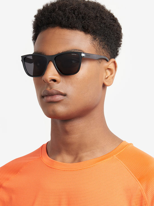 Polaroid Unisex Sunglasses with Black Plastic Frame and Gray Polarized Lens PLD2138/S O6W/M9