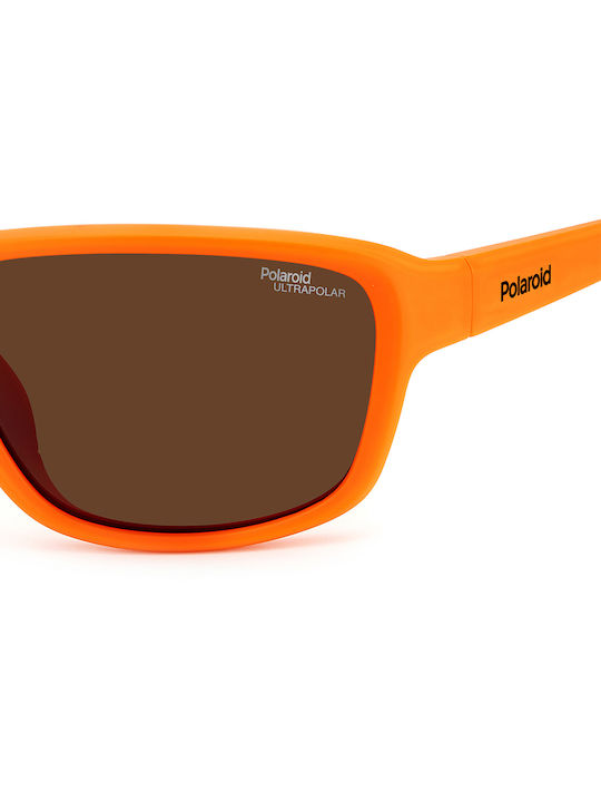 Polaroid Unisex Sonnenbrille mit Orange Kunststoff Gestell und Braun Polarisiert Linse PLD7049/S 2M5/47
