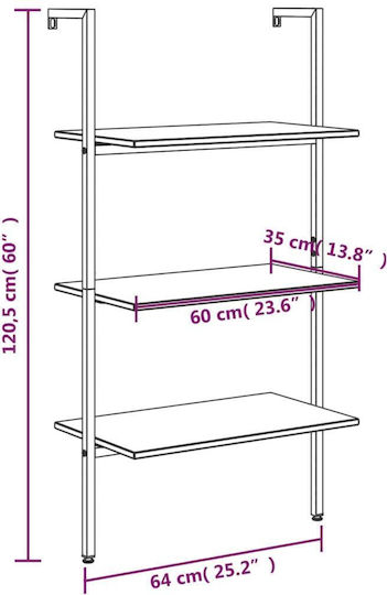 Βιβλιοθήκη Μαύρη 64x35x120.5εκ.