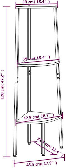 Corner Bookcase Dark Brown / Black 45.5x31.5x120cm