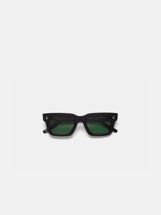 Retrosuperfuture Stinger Sunglasses with Tuxedo Plastic Frame and Green Lens