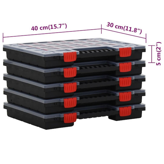 vidaXL Ταμπακιέρες Εργαλείων 21 Θέσεων 40x30x5εκ. 5τμχ