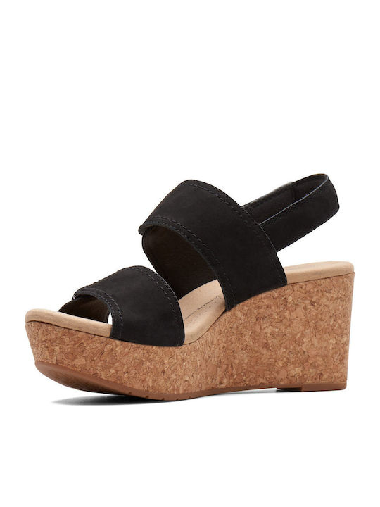 Women's Leather Ankle Strap Platforms Black