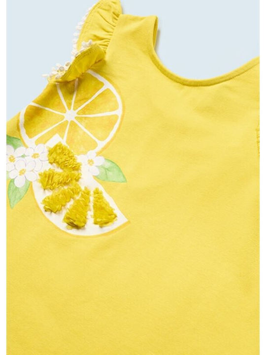 Mayoral Kids Dress Set with Accessories Floral Sleeveless Yellow.