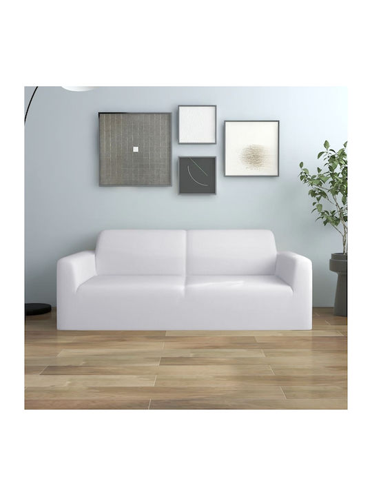 vidaXL Two Seater Sofa Elastic Cover Λευκό