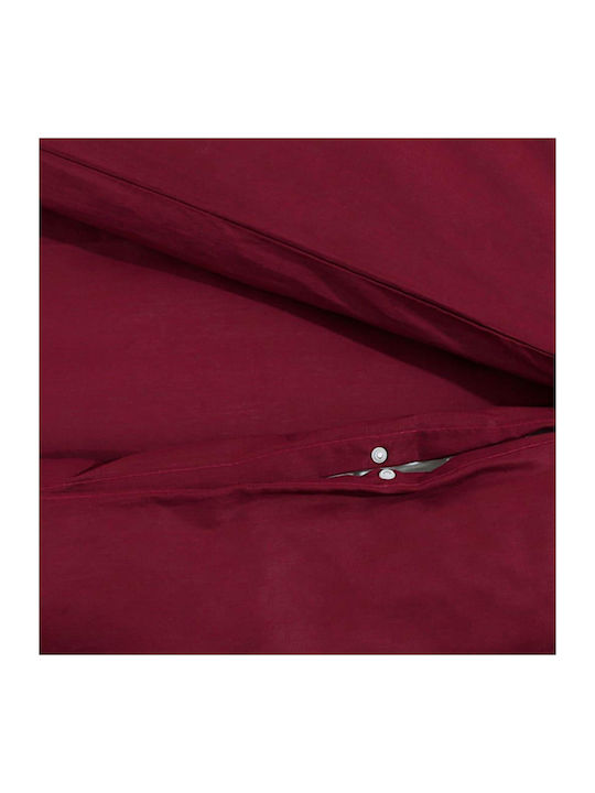 vidaXL Duvet Cover Set Cotton Double with 2 Pillowcases 200x220 Bordeaux