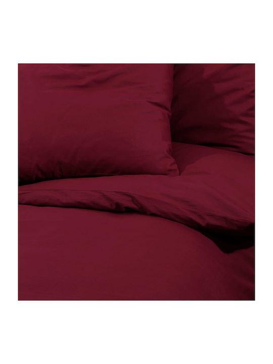 vidaXL Duvet Cover Set Cotton Double with 2 Pillowcases 200x220 Bordeaux