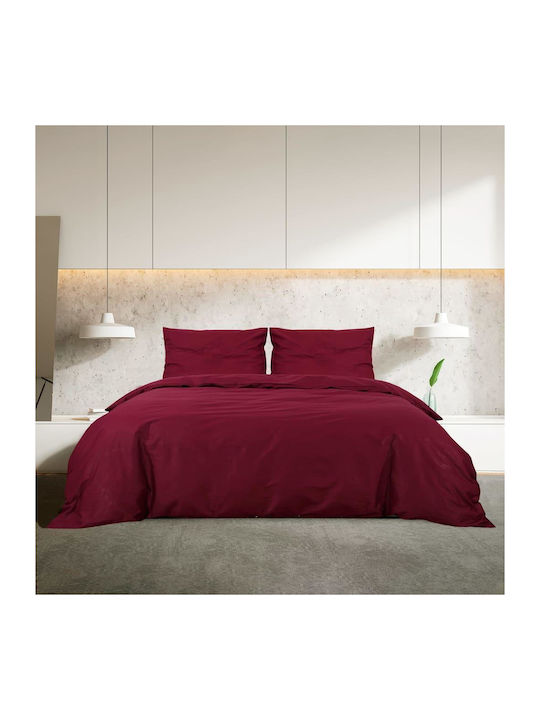 vidaXL Duvet Cover Set Double with 2 Pillowcases 200x200 Bordeaux