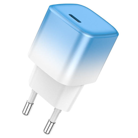 Hoco Încărcător Fără Cablu cu Port USB-C 20W Quick Charge 3.0 Albastru (C101A)