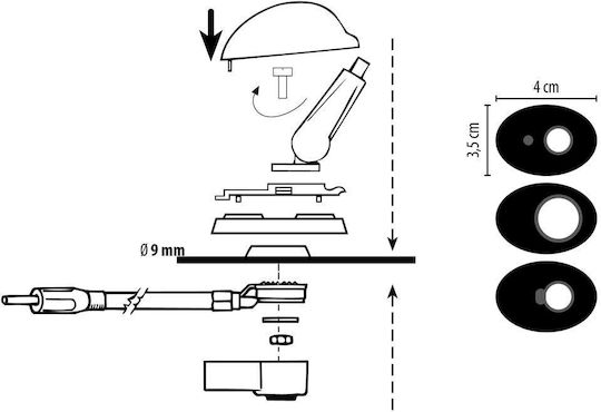Phonocar KFZ-Antenne Dach Mit Gewinde für Radio