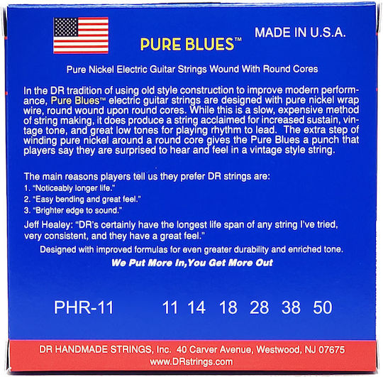 DR Set Corzi Pentru Chitară Electrică Pure Blues Nichel Pur 11 - 50
