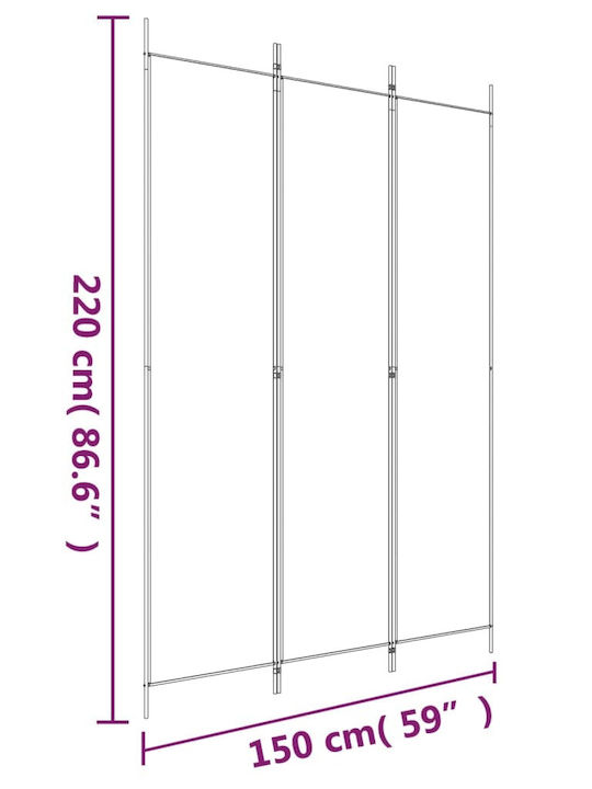 vidaXL Dekorativer Raumteiler Stoff mit 3 Paneelen Charcoal 150x220cm