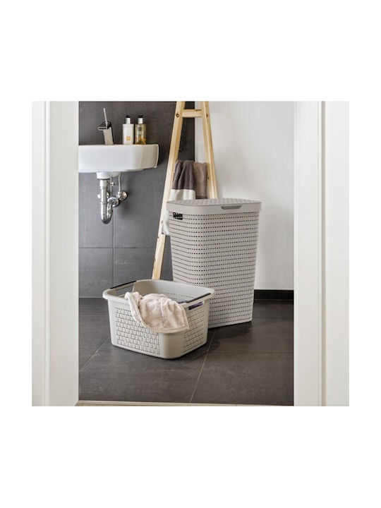 299643 Laundry Basket Plastic with Cap 42x32.2x57.7cm Beige