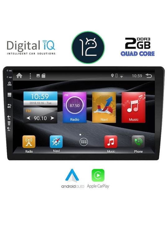 Digital IQ Car-Audiosystem 2DIN (Bluetooth/USB/AUX/WiFi/GPS/Apple-Carplay) mit Touchscreen 10"