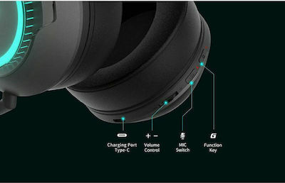 Edifier G33BT RGB Ασύρματο Gaming Headset (Bluetooth) Γκρι