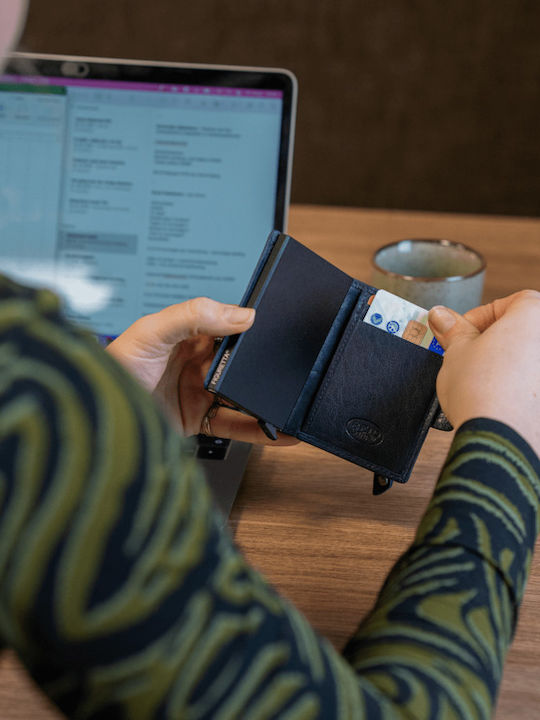 Δερμάτινο Ανδρικό Πορτοφόλι με RFID Μπλε