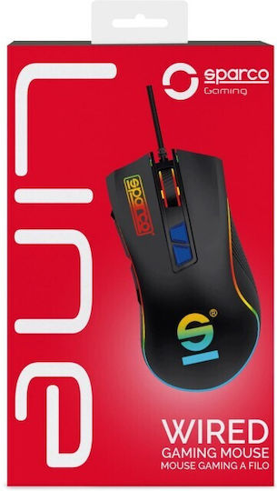 Sparco SPMOUSEPRO RGB Геймърска Мишка 7200 DPI Черен