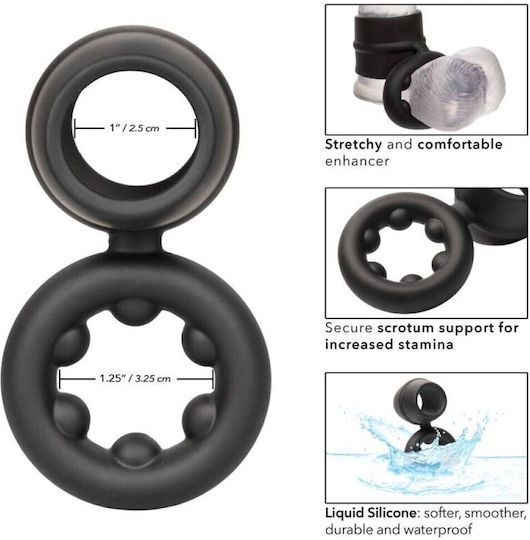 Calexotics Alpha Liquid Dual Cock Ring Schwanz & Hoden Silikon Black