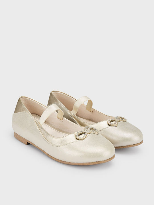 Kids Ballerinas with Elastic Strap Gold